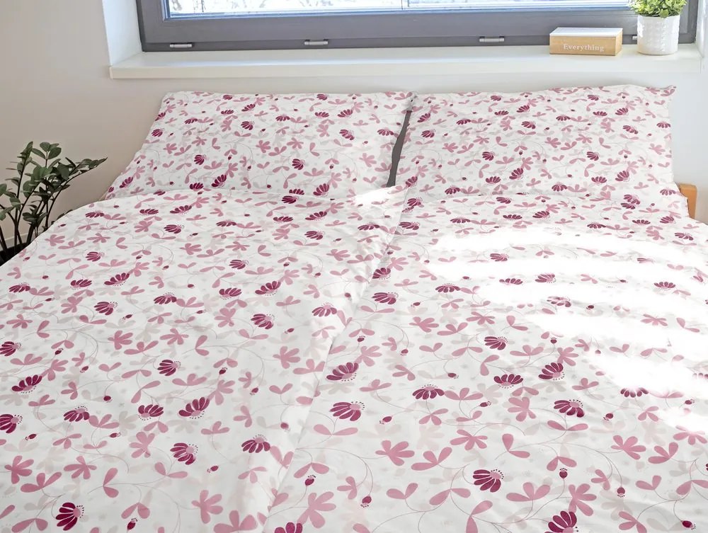 Polášek Bavlnené obliečky KVETINOVÁ HARMÓNIA - Šedá | 140 x 220 cm / 70 x 90 cm