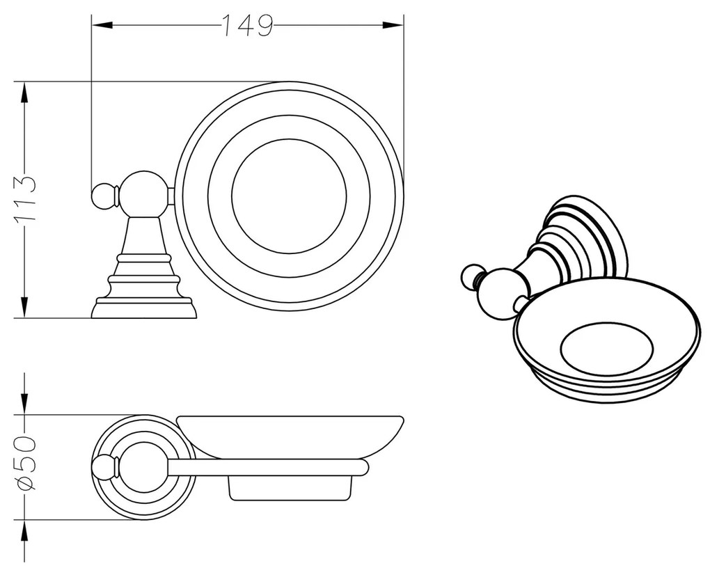 SAPHO 1318-02 Diamond mydlovnička, bronz