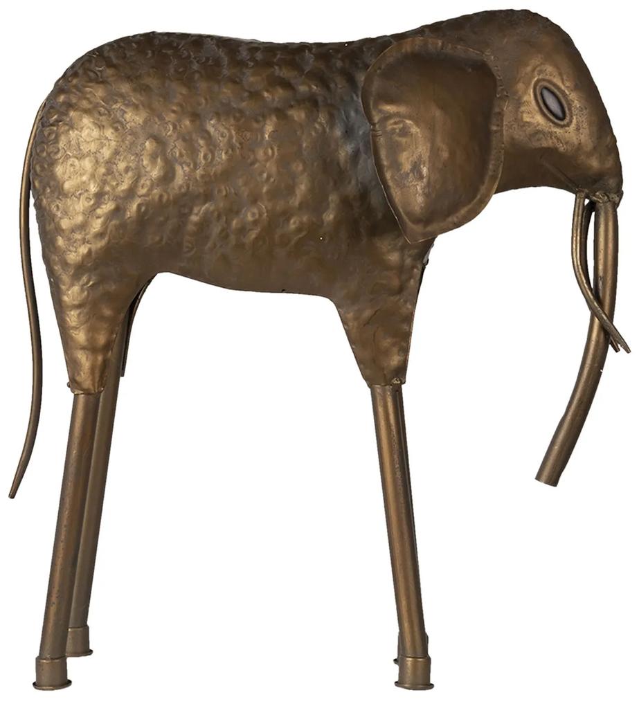 Zlatá kovová soška slonka - 50 * 16 * 50 cm