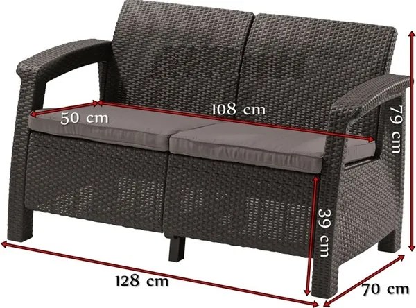 ALLIBERT CORFU LOVE SEAT Pohovka, 128 x 70 x 79cm, capuccino/piesková 17197359