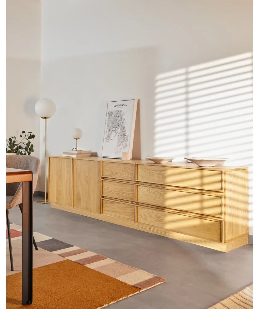 Stojacia lampa v zlatej farbe so skleneným tienidlom (výška 150 cm) Mahala - Kave Home