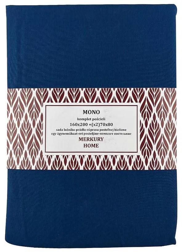 Obliečky Mono bavlna indigo 160x200 + (2) 70x80 Merkury Home