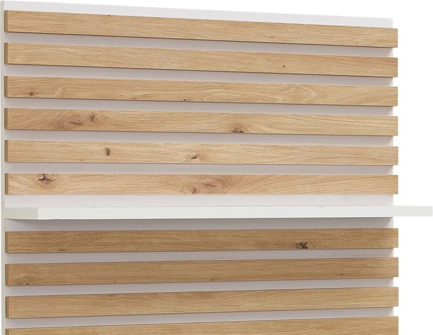 Obývacia stena Heathrow, biela/dub artisan, s osvetlením