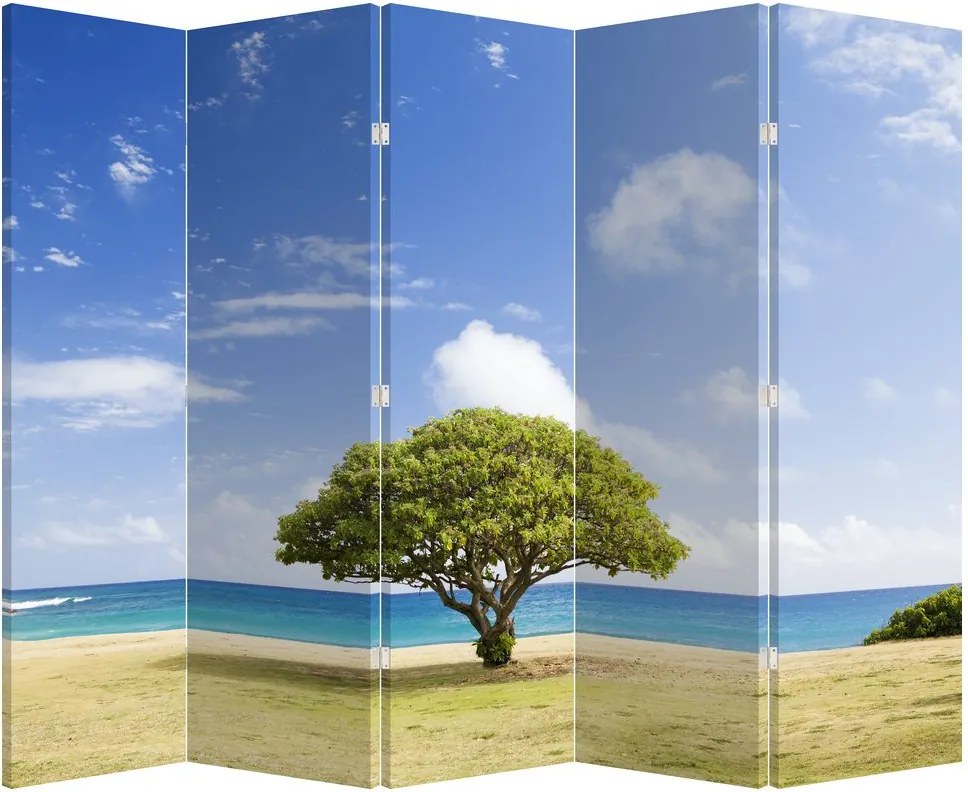 Paraván - Pláž za stromom (210x170 cm)