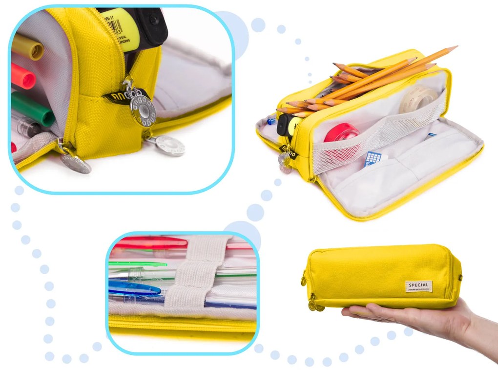 KIK Školský peračník trojité vrecúško vanity prípad 3v1 žltá