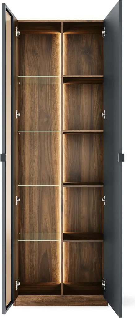 Vitrína s LED osvětlením Radium 11 68 cm ořech Columbia/černá
