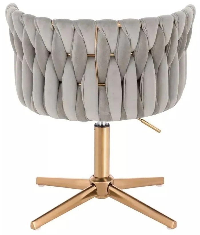 LuxuryForm DESIGN Stolička LYON VELUR na zlatom kríži - svetlo šedá