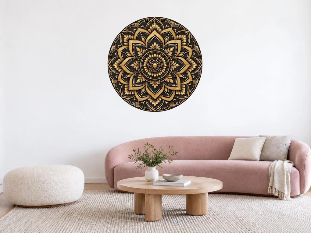 Černozlatá mandala arch 46 x 46 cm