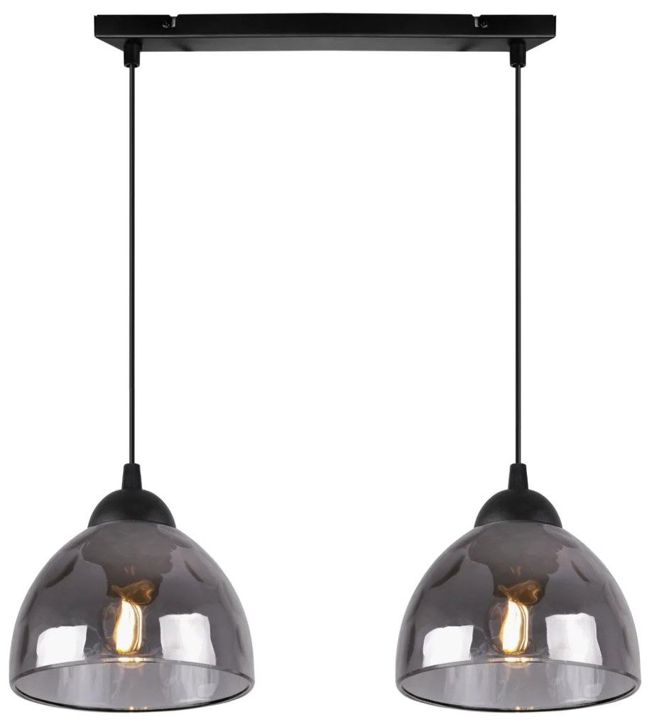 Závesné svietidlo Venice, 2x garfitové sklenené tienidlo