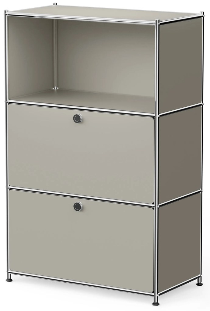Komoda Kovová komoda »CN3« s výklopnými priečinkami, svetlosivá