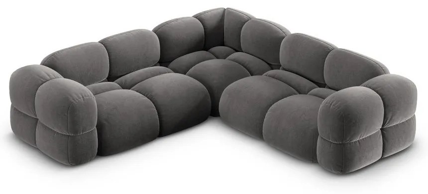 Sivá zamatová rohová pohovka Loretto – Cosmopolitan Design