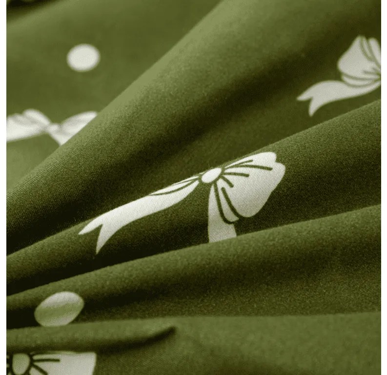 Mikroflanelové obliečky WHITE BOW zelené Rozmer obliečky: 70 x 90 cm | 140 x 200 cm