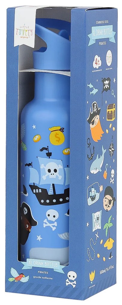 A Little Lovely Company - antikorová fľaša na pitie, 500 ml - piráti