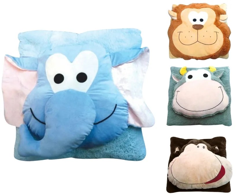 Detský vankúš CUDDLI FRIENDS 70x70 cm plyšový - viac farieb Farba: Tmavohnedá
