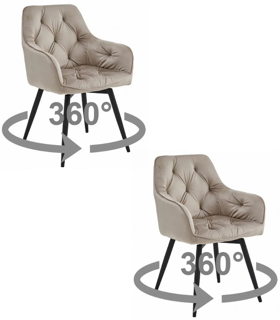 Otočné jedálenské kreslo JORK360 VELVET, béžové
