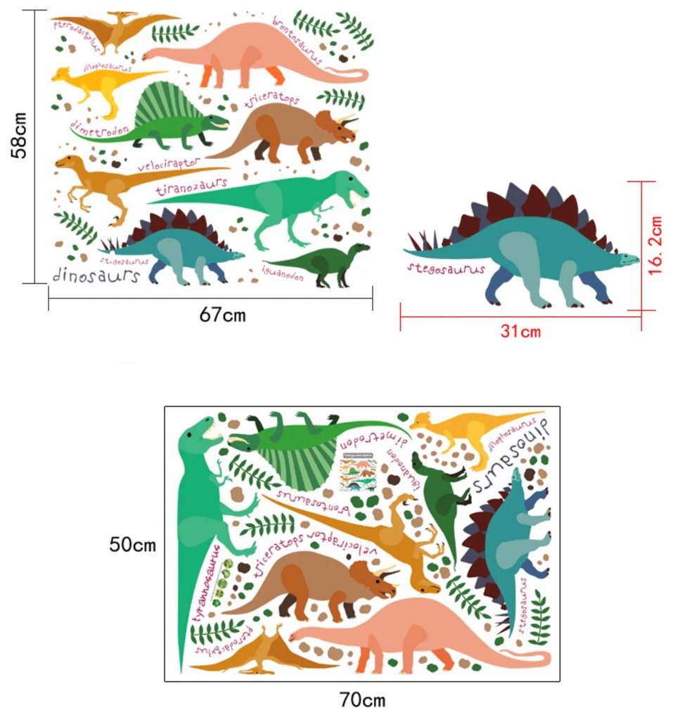 Samolepka na stenu "Dinosaury 4" 58x67cm