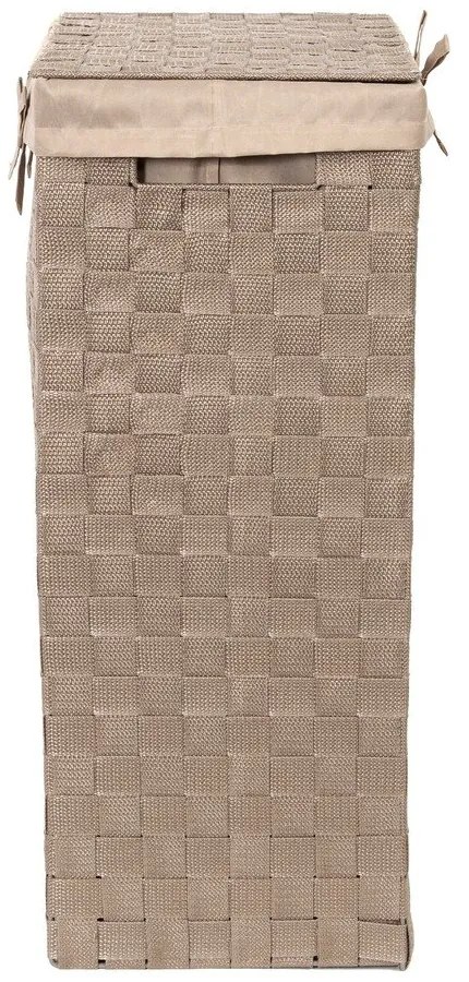 Hnedý viskózny kôš na bielizeň s vekom Compactor Laundry Basket Linen, výška 60 cm