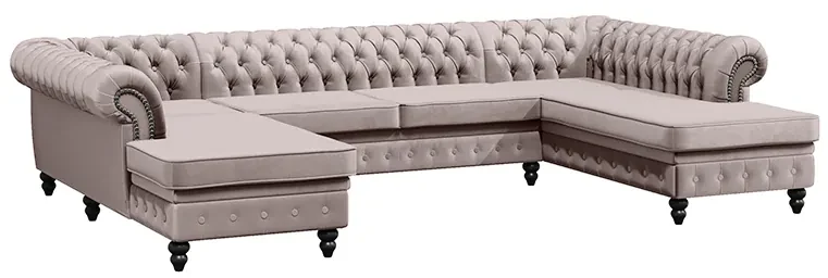 PROXIMA.store - Luxusná sedačka CHESTERFIELD LONG U FARBA NÔH: čierna, DRUH LÁTKY: TORRE - 17, FARBA OZDOBNÝCH ŠPENDLÍKOV: barok