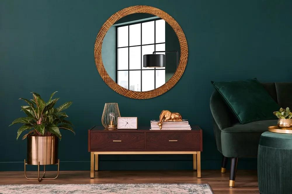 Okrúhle ozdobné zrkadlo Dubové drevo fi 90 cm