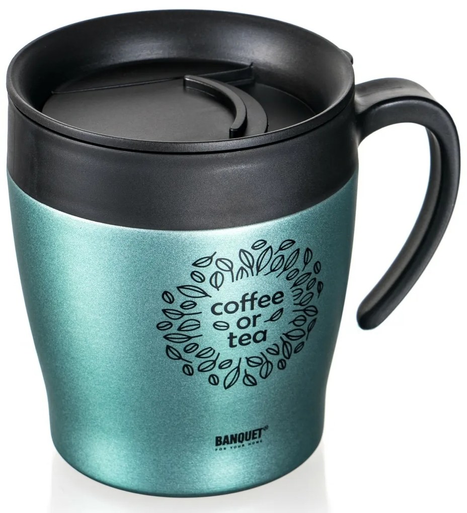 Banquet Termohrnček cestovný TAZZA 330 ml, zelenosivá