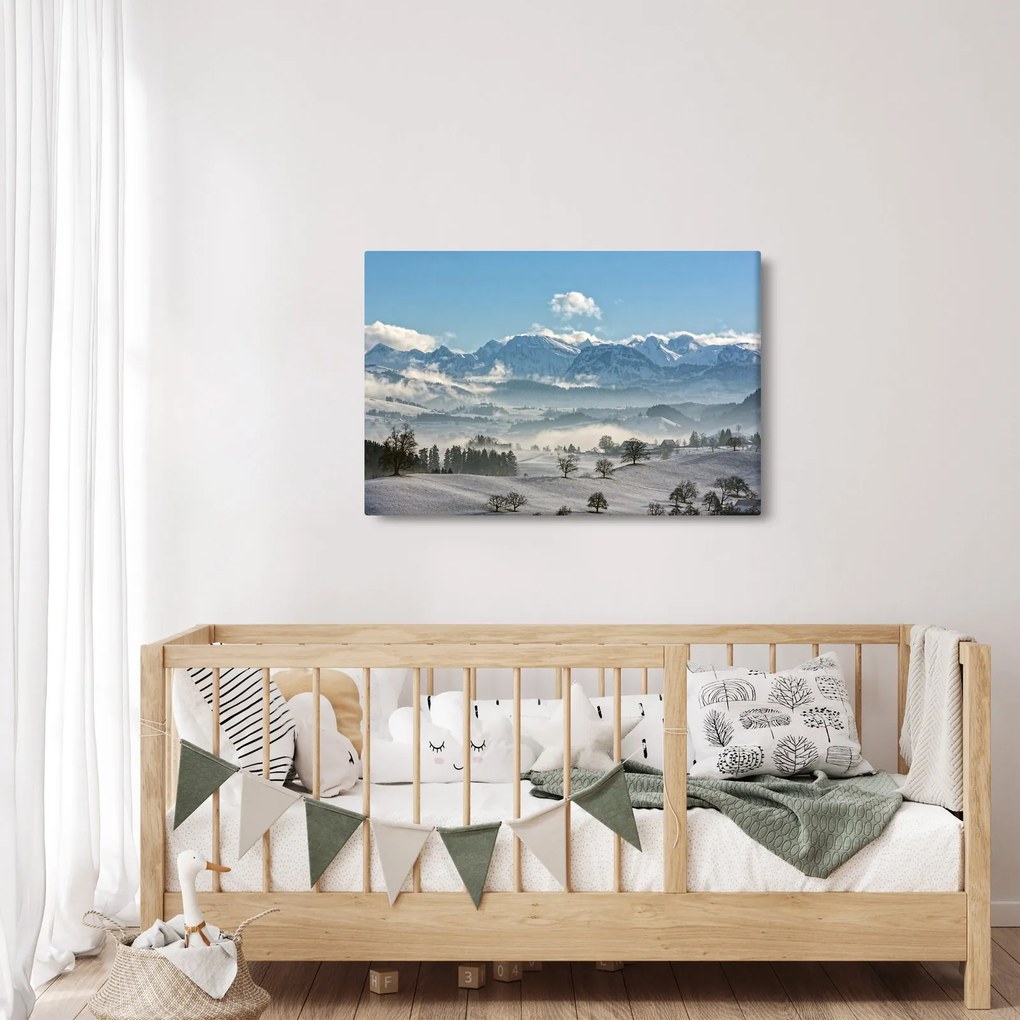 Obraz zasnežených hôr (90x60 cm)