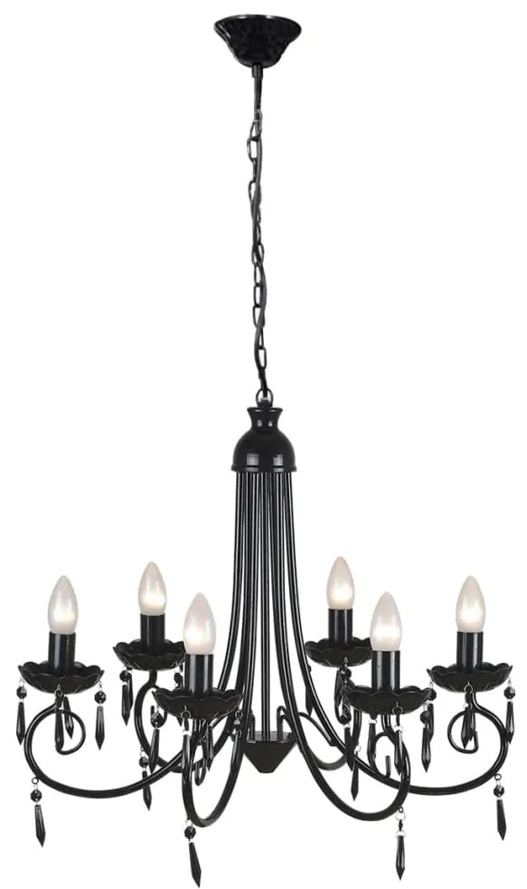 vidaXL Visiaci luster, elegantný, čierny, 6 objímok na žiarovky