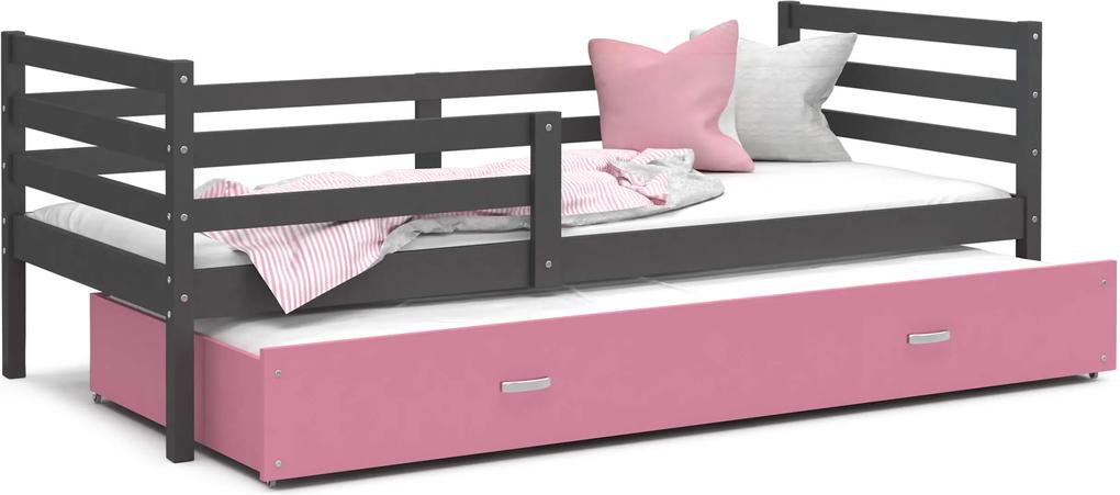 GL Racek P2 posteľ s prístelkou sivá Farba: Ružová, Rozmer: 190x80