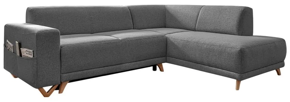 Sivá rozkladacia/s úložným priestorom rohová pohovka (pravý roh/do L) Classy Sophie – Miuform