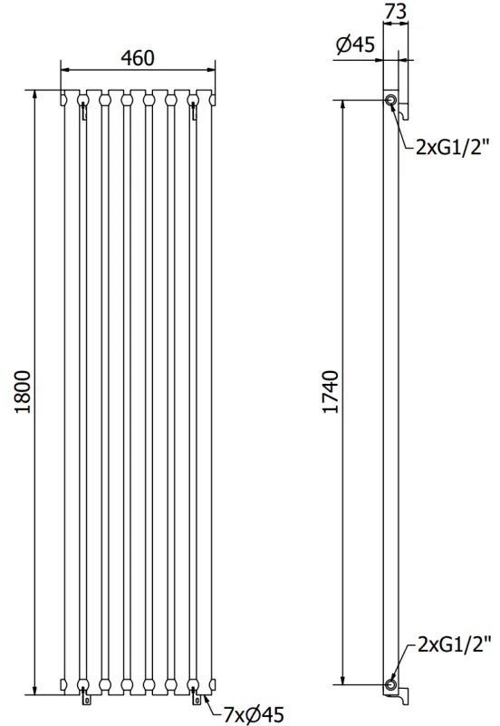 Mexen Texas, vykurovacie teleso 1800 x 460 mm, 719 W, biela, W203-1800-460-00-20