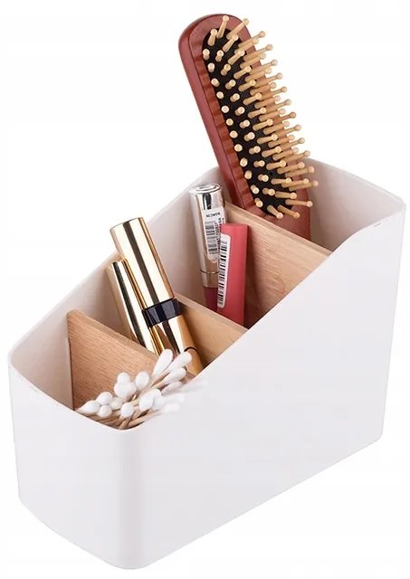 ALTOM Organizér s bambusovými priehradkami, biely OWELEK, S - 10x17x13