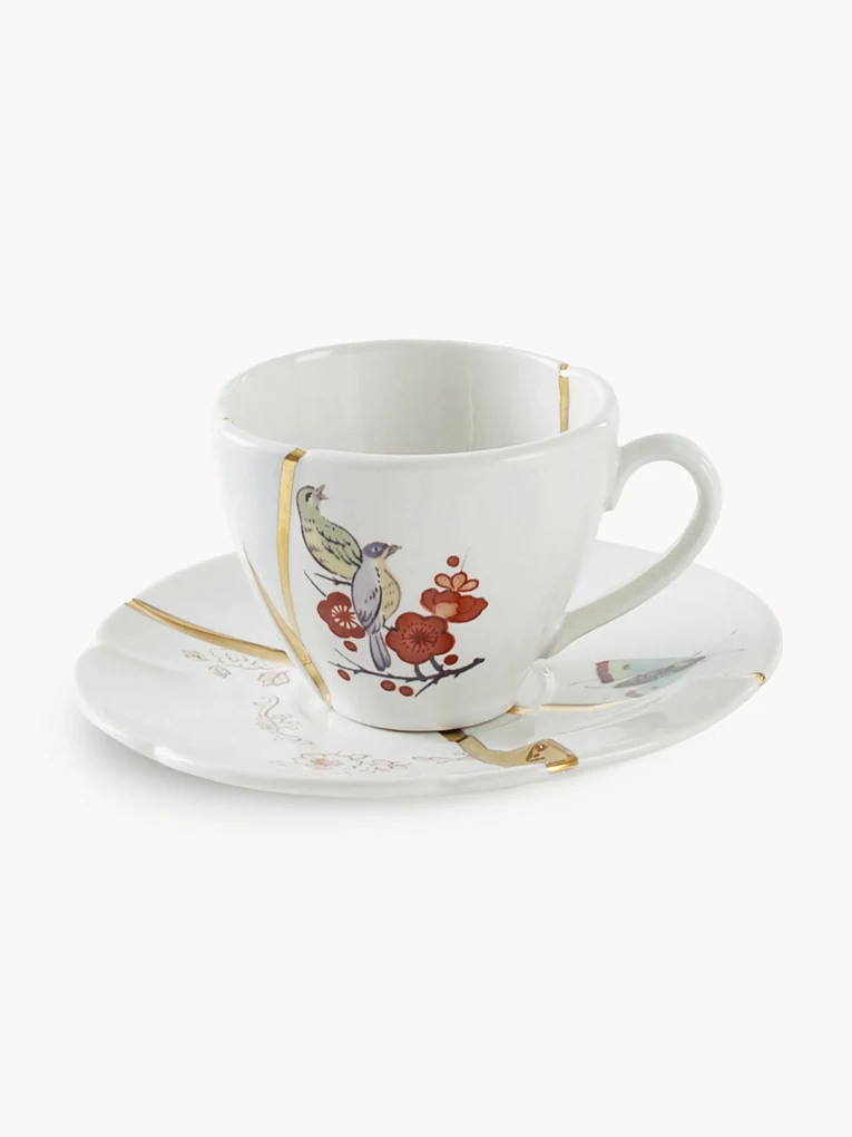 Šálka na espresso's podšálkou Kintsugi