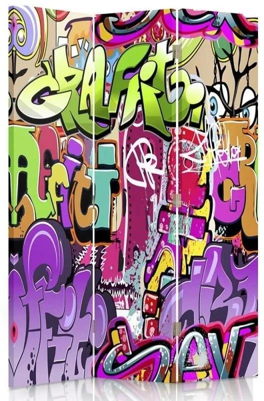 Ozdobný paraván Zneužívání graffiti - 110x170 cm, trojdielny, obojstranný paraván 360°
