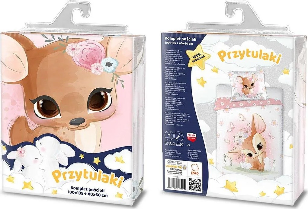 Detské bavlnené obliečky do postieľky 135x100 cm CUDDLES - Srnečka