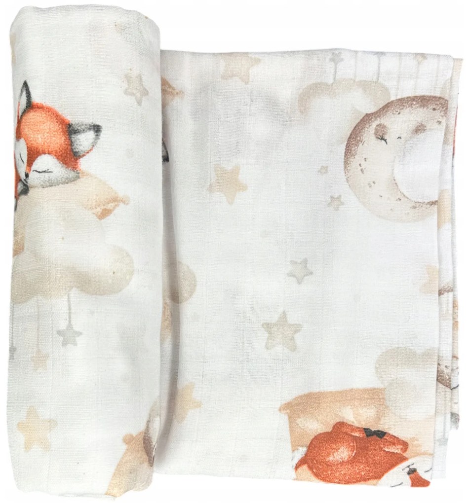 Vulpi Mušelínová zavinovacia plienka 120x120 lesné zvieratká