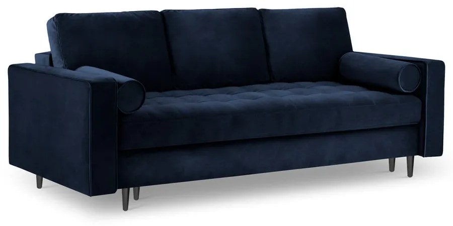 Modrá zamatová rozkladacia pohovka Milo Casa Santo