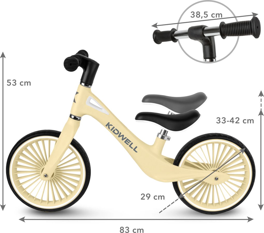 Kidwell NIX odrážadlo pre deti - ľahké balančné bicyklo s nylonovým rámom a PU kolesami