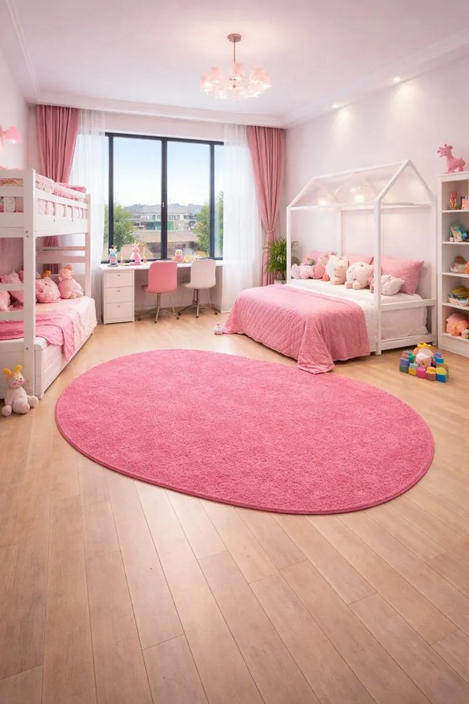 Vopi, Kusový koberec Eton ružový ovál, 57x120, ružová, chodba / predsieň