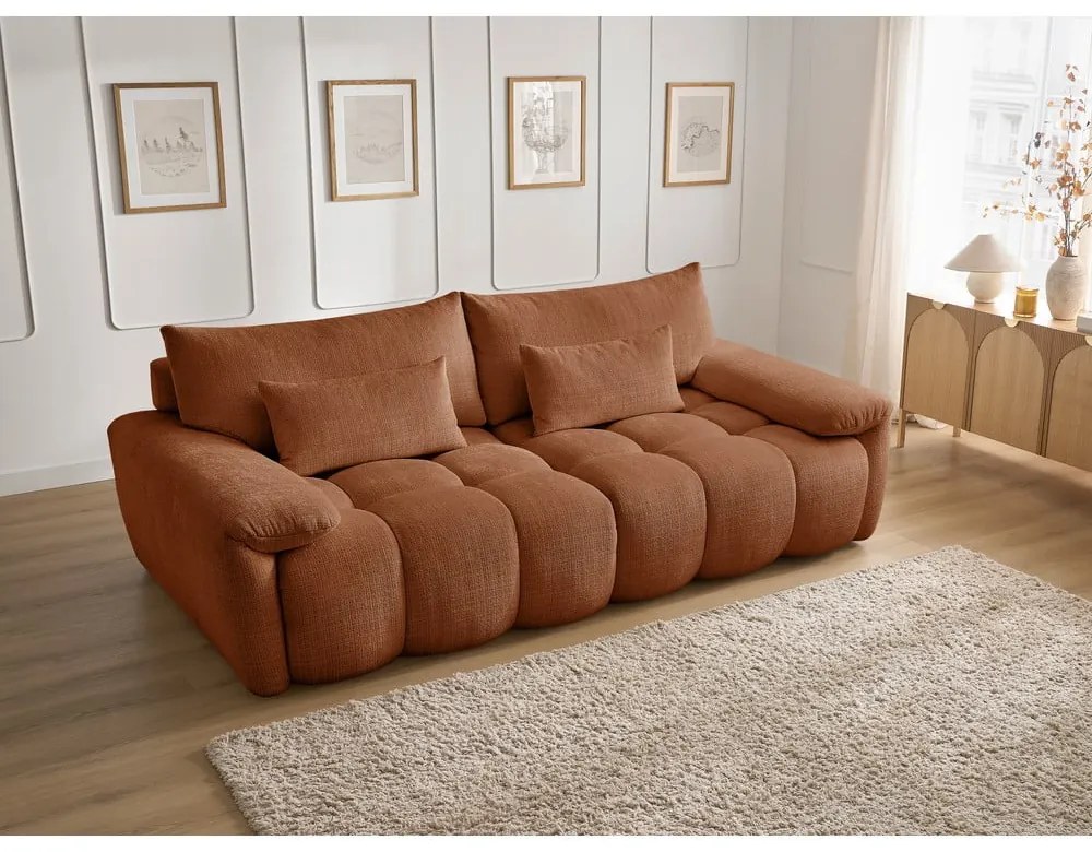 Ženilková pohovka v tehlovej farbe 264 cm Ivane – Bobochic Paris