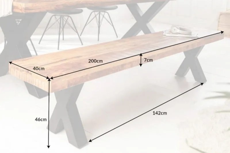 Lavica Iron Craft X 200 cm Mango prírodná 70 mm »