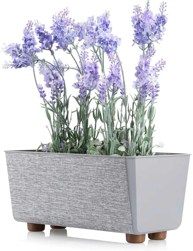 PLASTOVÝ KVETINÁČ SALVIA TX 28,5X17 CM SIVÁ