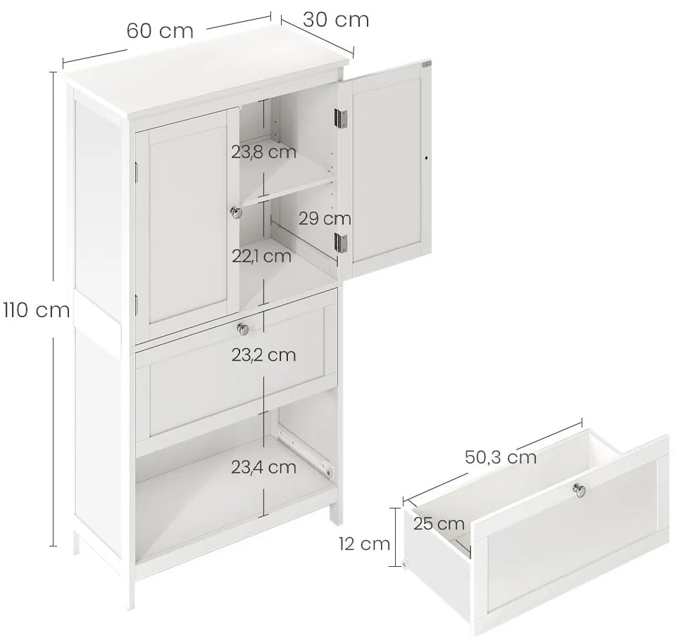 Skrinka s 2 dverami a 2 zásuvkami 60x30x110 cm