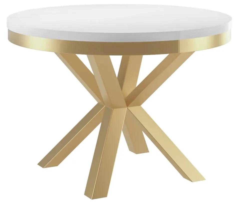 Okrúhly rozkladací jedálensky stôl PASI zlatý, 100 cm Vybrať odtieň: biela