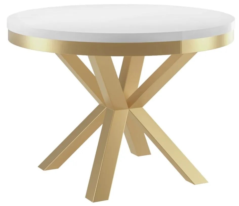 Okrúhly rozkladací jedálensky stôl PASI zlatý, 100 cm Vybrať odtieň: biely mramor
