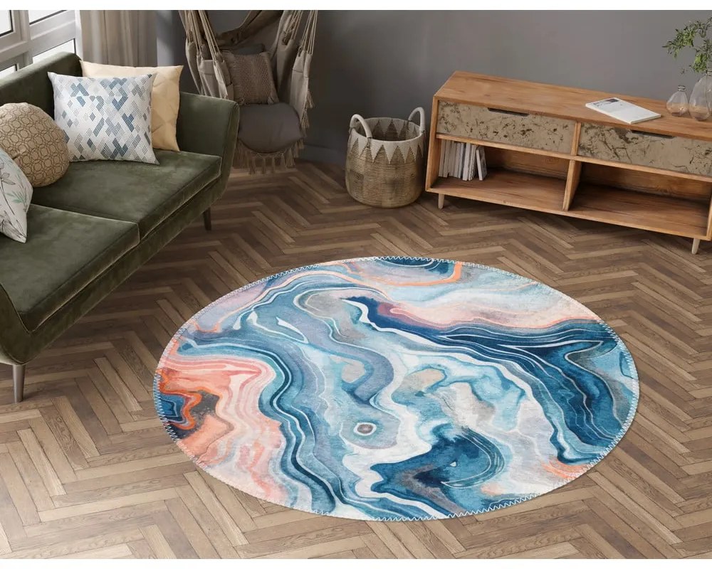 Modrý/ružový prateľný okrúhly koberec ø 100 cm Colors of Joy – Vitaus