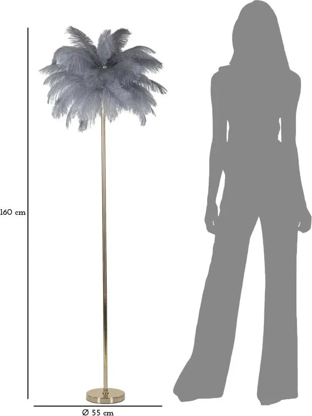 Stojacia lampa Palm 160 cm sivá/zlatá