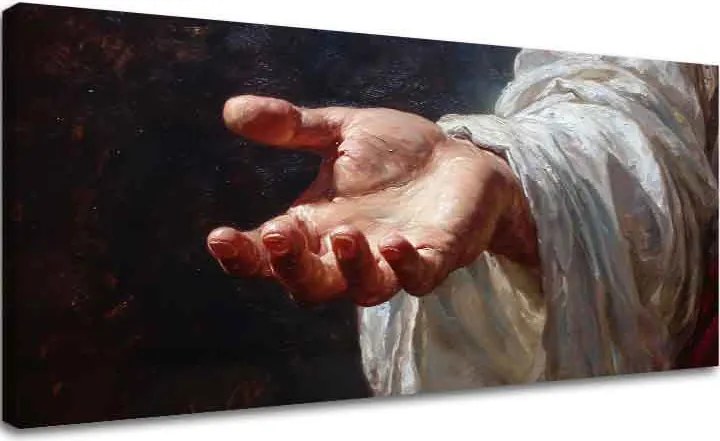 Božia ruka | domaľovaný akrylom a zlatými plátkami