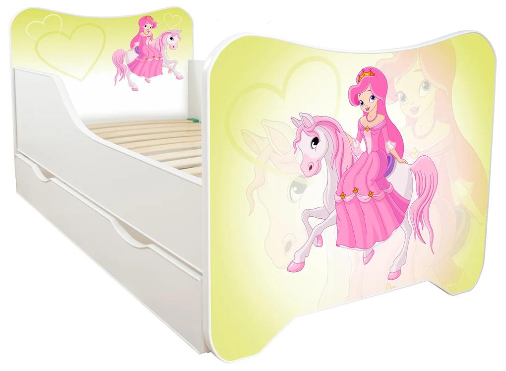 TOP BEDS Detská posteľ Happy Kitty 140x70 Princezná na koni so zásuvkou
