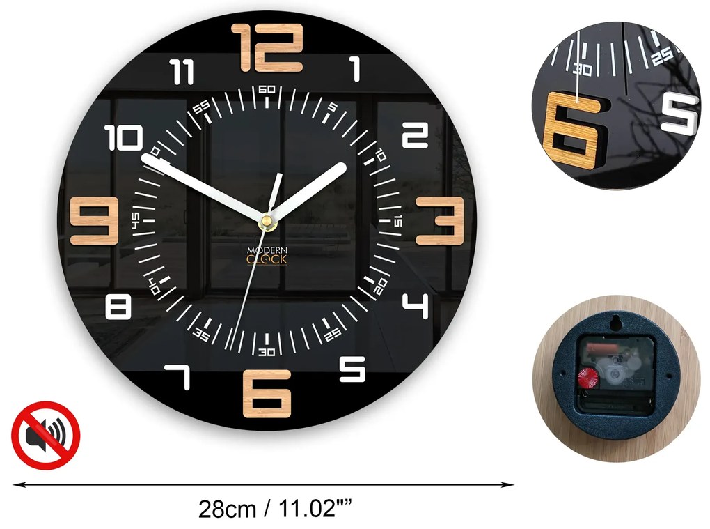 Nástěnné hodiny Alaska 28 cm černé