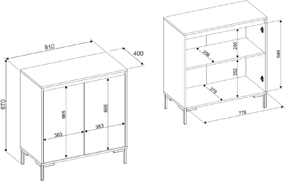 Skrinka 2-dverová Korsika, dub artisan