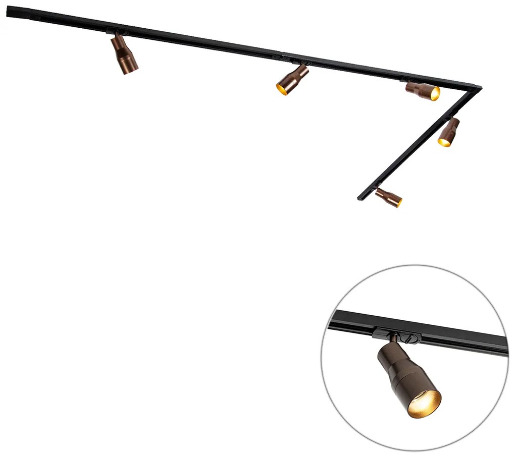 Moderný koľajnicový systém s 5 bodovými svetlami tmavý bronz 1-fázový - Iconic Kohua
